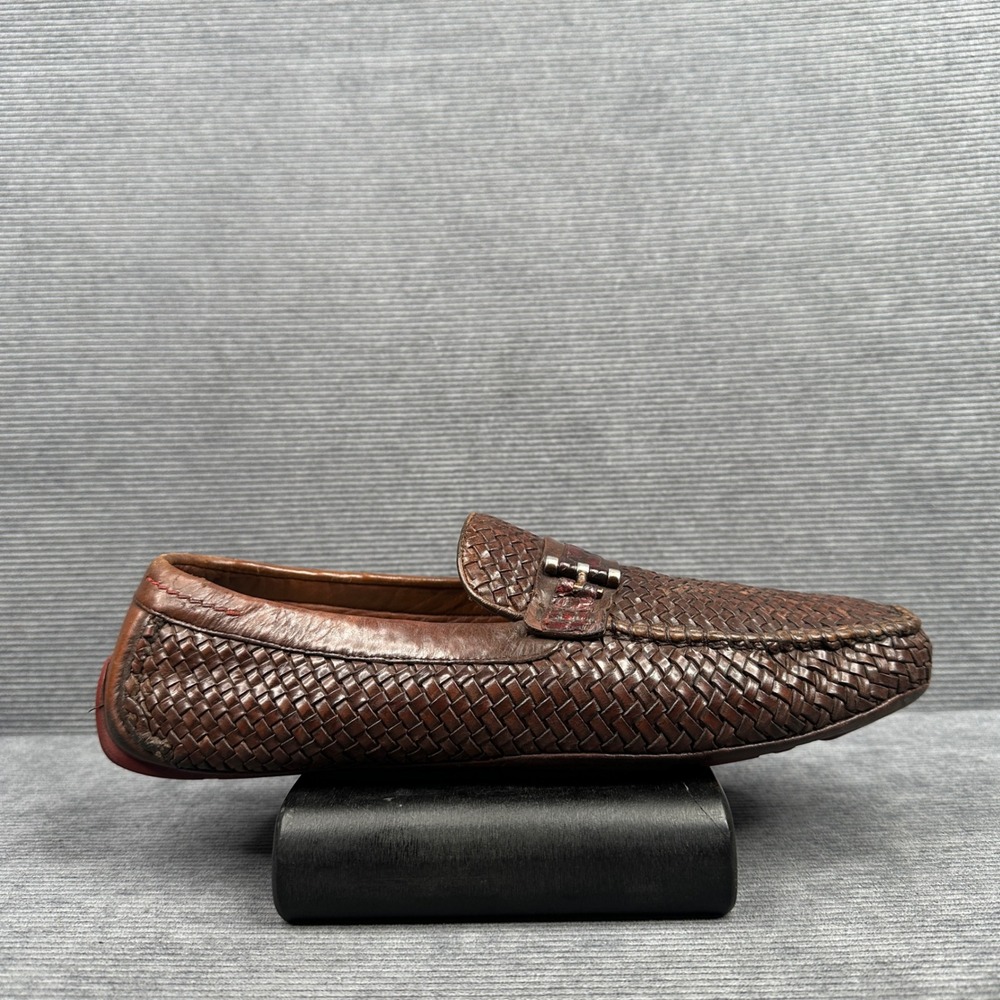 Franco Cuadra  Woven Leather Driving Loafers Brown Slip On Shoes Size 28 MEX